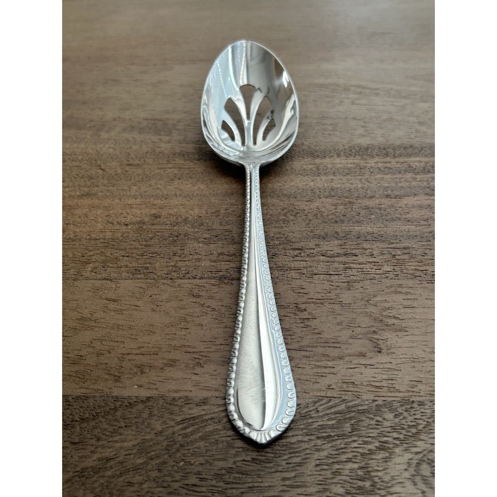 Reed & Barton Englefield Large Pierced Serving Spoon Stainless Glossy 8.75" - Picture 2 of 6